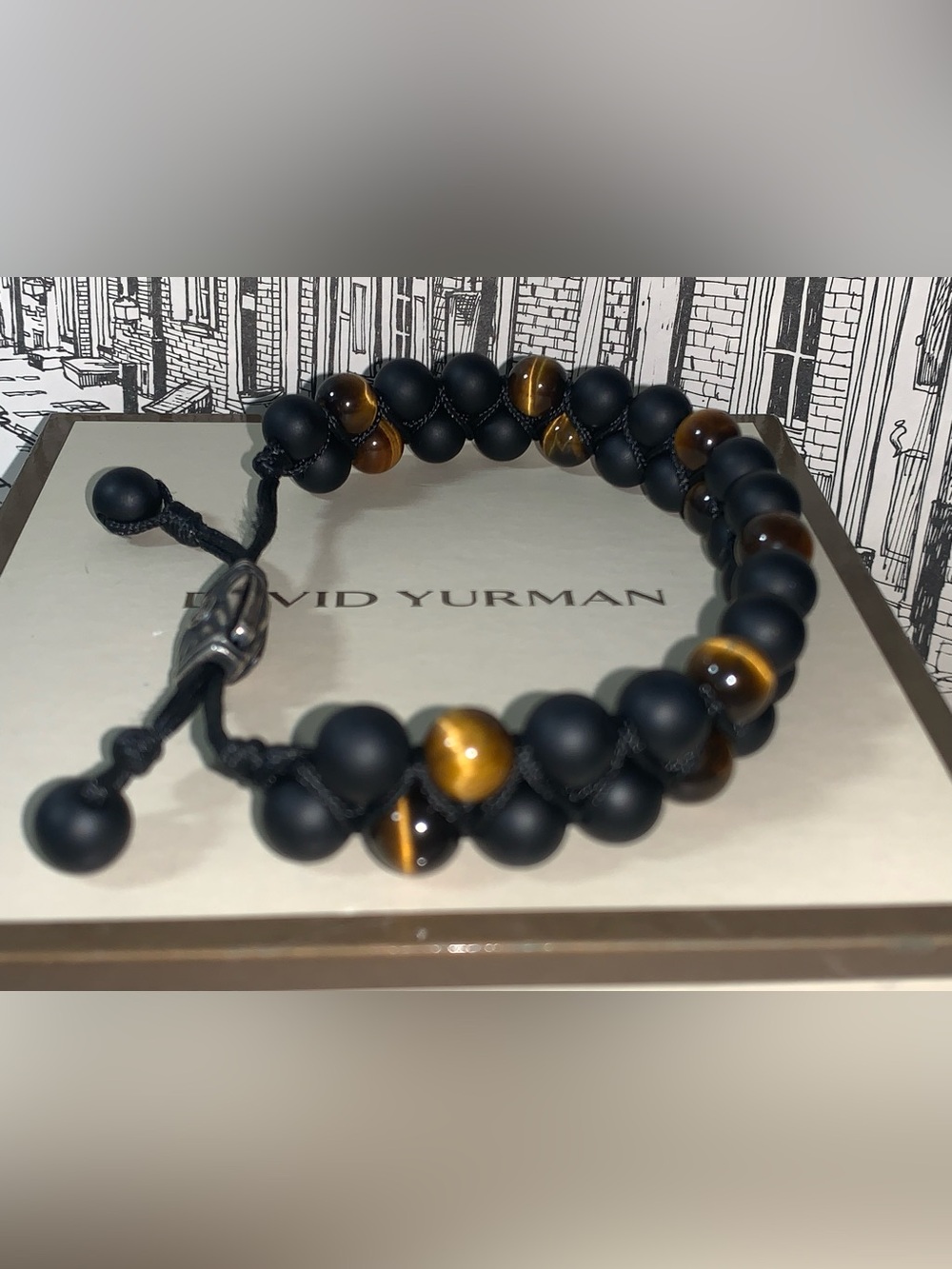 David Yurman Spiritual Beads Two-Row Woven Bracelet w/ Black Onyx & Tiger's Eye - Picture 3 of 16